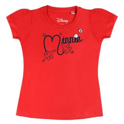 Disney by Wear Your Mind Girls Red Typography Minnie Mouse Printed Puff Sleeves Pure Cotton T-shirt-image-21