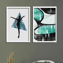 SAF White & Black 2 Pieces Abstract Framed Art Wall Art-13