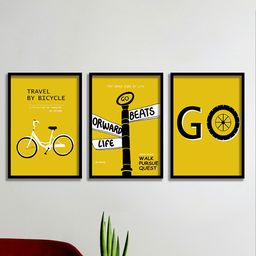 SAF 3-Pcs Yellow & Black Motivational Quotes Painting Wall Art-18