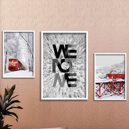 SAF White & Grey 3 Pieces Framed Nature Wall Art-image-27