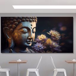 SAF Black & Yellow Lord Buddha Printed Canvas Wall Art-47