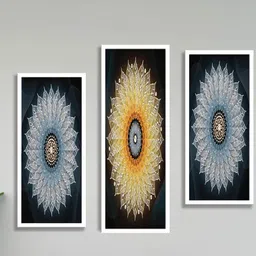SAF Blue & Orange 3 Pieces Abstract Painting UV Coating Wall Arts-image-43