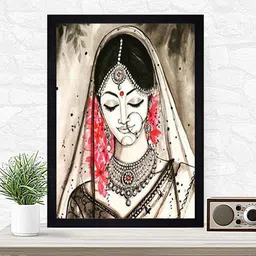 Gallery99 Beige & Red Traditional Girl Printed Framed Wall Art-8