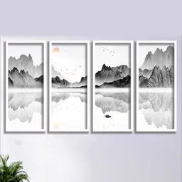 SAF Black & White 4-Pieces Modern Art Printed Framed Wall Art-image-5