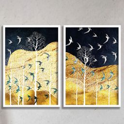 SAF  Yellow & Black 2 Pieces Nature Painting Wall Arts-image-92