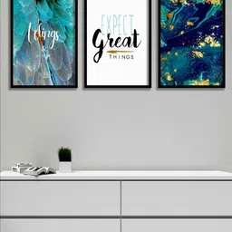SAF White & Blue 3-Pieces Motivational Quotes Printed Framed Wall Art-picture-12