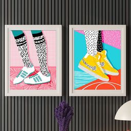 Art Street Pink & White 2 Pieces Sneakers Illustration Wall Arts-image-20