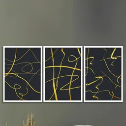 SAF Black & Yellow 3 Pieces Painting Wall Art-image-41
