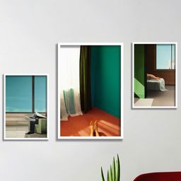 SAF White & Green 3 Pieces Painting Wall Art-8