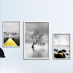 SAF White & Grey 3 Pieces Framed Modern Wall Art-image-69