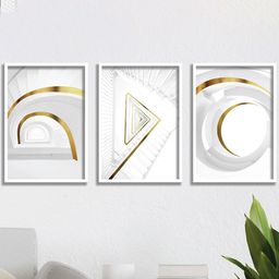 SAF 3Pcs White Framed Modern Art Wall Painting-10