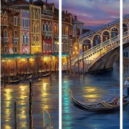 Inephos Blue & Gold-Toned 4 Piece Canvas Other Wall Paintings-image-85