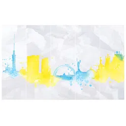 Inephos White & Yellow 5 Pieces Abstract Printed Wall Art-image-52