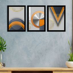 WENS Black & Orange 3 Pieces Synthetic Wooden Paintings Wall Art-image-28