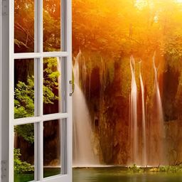 British Terminal White and Orange Nature Printed Wall Sticker-25