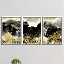 SAF White & Black 3 Pieces Modern Art Framed Wall Art-image-88