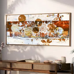 Art Street Gold-Toned & White 1 Piece Canvas Abstract Wall Paintings-image-64