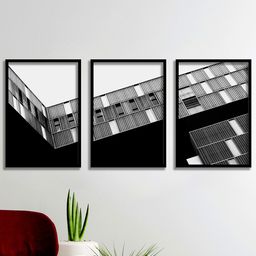 SAF Black & Grey 3 Pieces Abstract Painting Waterproof Wall Arts-17