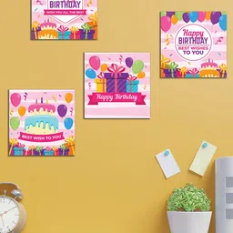 WENS Set of 4 Pink Happy Birthday Wall Panels-27