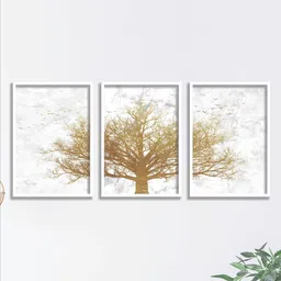 SAF 3-Pcs White & Golden Tree Wall Art-image-22