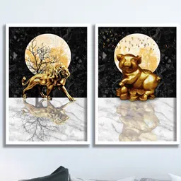 SAF Black & Beige 2 Pieces Modern Art Painting Wall Art-picture-22