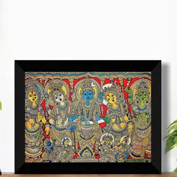 SAF Red & Blue Kalamkari Art Painting Wall Art-picture-26