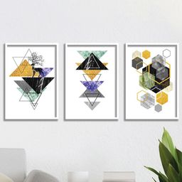 SAF White & Grey 3-Pieces Abstract Printed Framed Wall Art-6