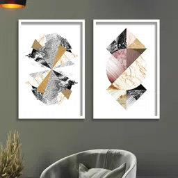 SAF White & Black 2-Pieces Abstract Printed Framed Wall Art-5