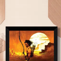 SAF Black & Yellow Lord Shree Ram Painting Framed UV Coating Wall Art-picture-5