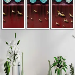 SAF Blue & Red 3 Pieces Modern Painting Framed Wall Art-image-58