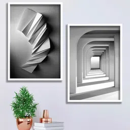 SAF Grey 2 Pieces Framed Painting Wall Art-21