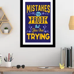 WENS Black & Blue Laminated Inspirational Quotes Printed Framed Wall Art-image-95