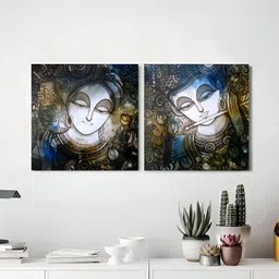 Art Street Blue & White 2 Pieces Canvas Religious Wall Arts-38