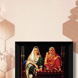SAF  Black & Red Traditional Rajasthani Painting Framed UV Coating Wall Art-image-105
