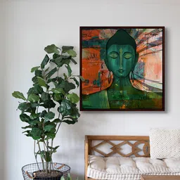 999Store Brown & Green Lord Buddha Framed Wall Painting-20