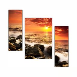 PnF Orange & Black 3 Pieces Floral and Botanical Wooden Paintings Wall Art-image-34