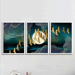 SAF Blue & White 3 Pieces Abstract Painted Wall Art-18