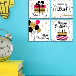 WENS Set of 4 White and Black Birthday Wishes Wall Panels-12