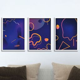 SAF Blue & Orange 3 Pieces Abstract Painting Wall Art-image-97
