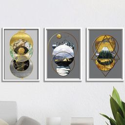 SAF Grey 3 Pieces Abstract Painting Wall Arts-25
