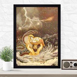 Gallery99 Beige & Brown Vasudev Carrying Krishna Texture Paper Framed Wall Art-image-42