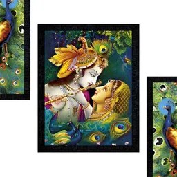 PnF Charcoal & Green 3 Pieces Wooden Religious Wall Arts-image-0