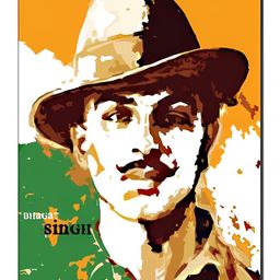 British Terminal White & Green Veer Bhagat Singh Painting Wall Art-52