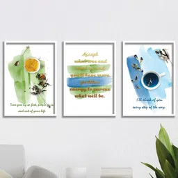 SAF White & Green 3-Pieces Motivational Quotes Printed Framed Wall Art-image-58