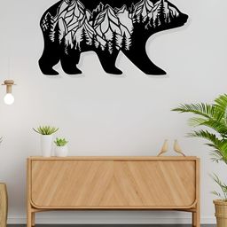 ARTROOMS Black Bear Printed Metal Wall Decor-picture-5