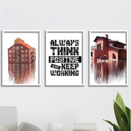 SAF Brown & White 3 Pieces Motivational Quotes Painting Wall Arts-image-31