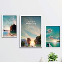 SAF White & Blue 3 Pieces Framed Nature Wall Art-picture-35