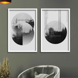SAF White & Black 2 Pieces Abstract Wall Art-12