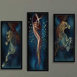 SAF Blue & Brown 3 Pieces Horse Painting  Wall Art-7