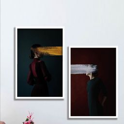 SAF White & Black 2 Pieces Framed Modern Wall Art-image-16